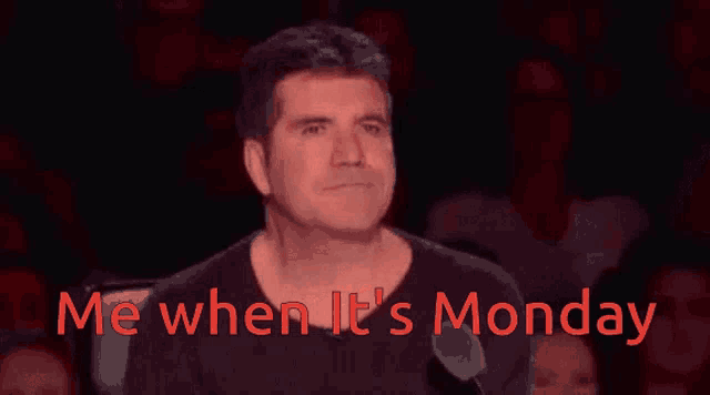 a man with red eyes and the words me when it 's monday above him