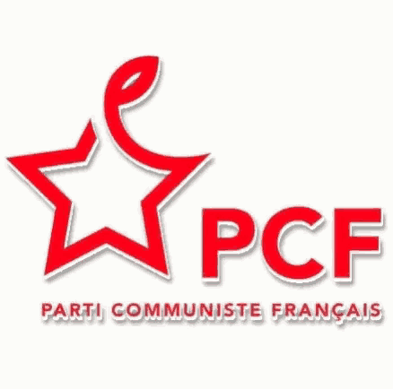 the logo for the parti communiste francais has a red star in the middle .