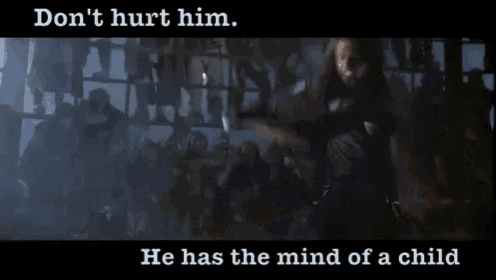 He Has The Mind Of A Child GIF - Mercy Killing Blow Hesitate GIFs