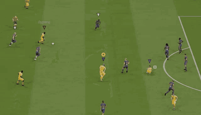 a soccer game is being played on a field with the words " the good xl " on the corner
