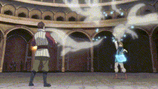 a man and a woman are standing in a room with a lot of ghosts flying around them .