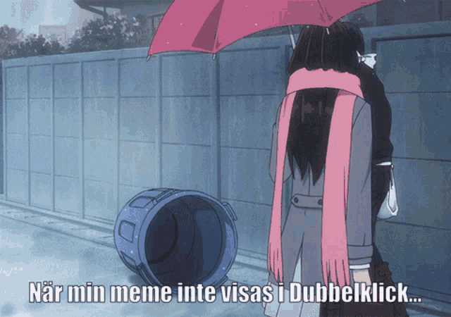 a couple standing under an umbrella with the words " när min meme inte visas i dubbelklick " written below them