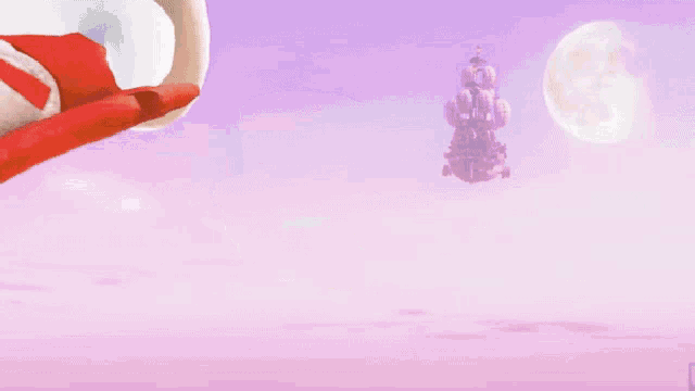 a cartoon character with a red cape and a white hat is flying through the air