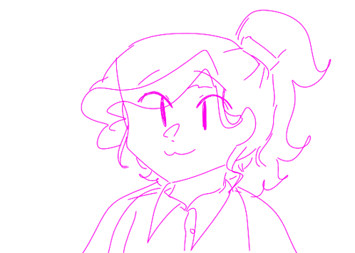 a drawing of a girl with pink hearts surrounding her