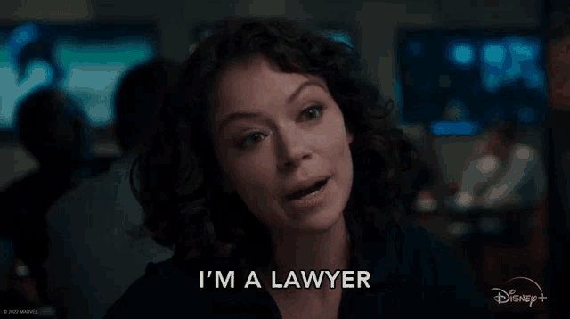 a woman says i 'm a lawyer in front of a disney logo
