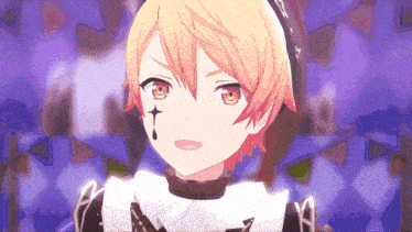 a girl with a cross on her face is looking at the camera