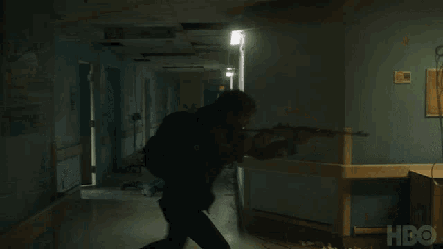a blurred image of a room with hbo written on the bottom right