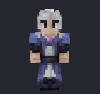 a minecraft character with white hair and a helmet on