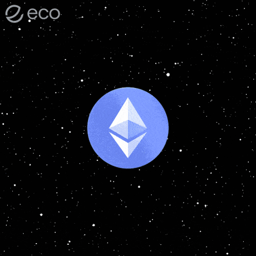 a blue circle with a white triangle in the center and the word eco on the bottom
