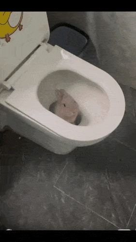 a toilet with a cartoon duck on the seat