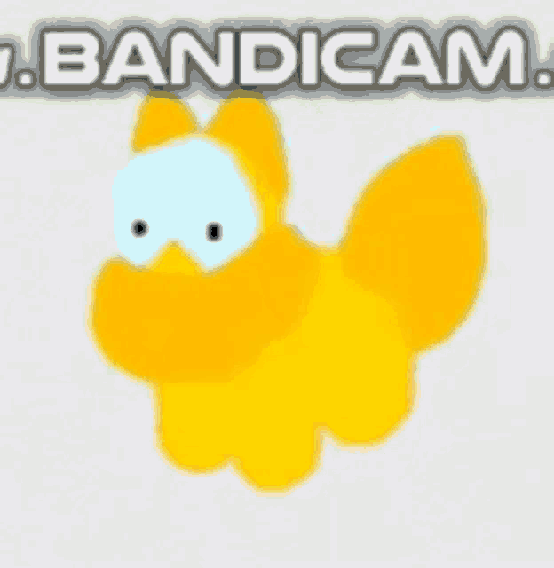 a yellow cat with blue eyes is flying in the air with the words bandicam behind it .