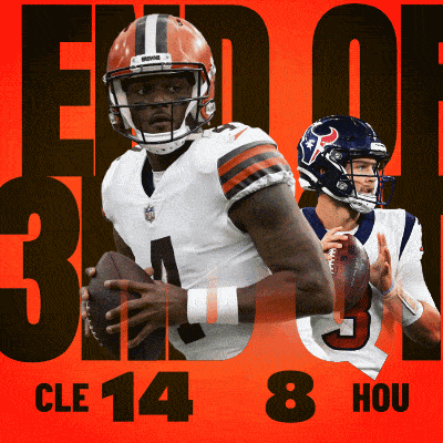 an advertisement for the end of the cle 14 8 hou football game