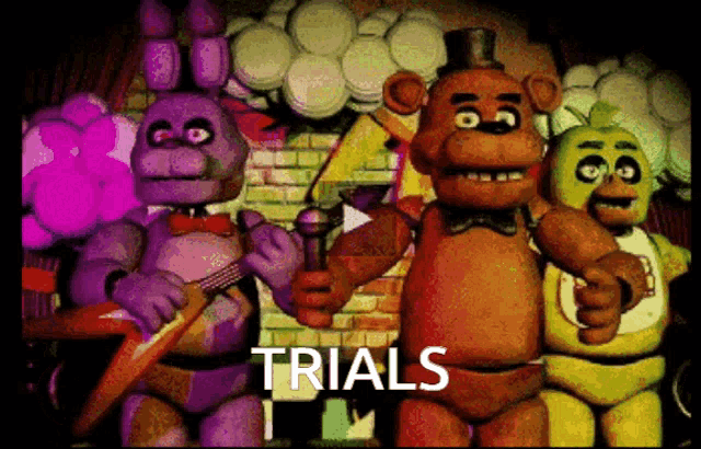 a group of five nights at freddy 's characters standing next to each other