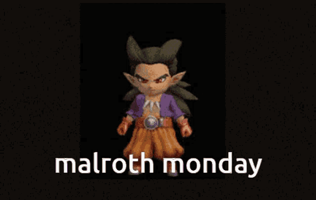 a cartoon character with the words malroth monday written below it