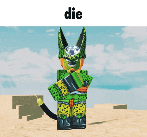 a cartoon character with the word die on the bottom