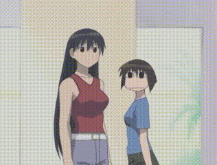 a boy and a girl are standing next to each other in a cartoon scene