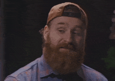a man with a beard wearing a baseball cap and a plaid shirt