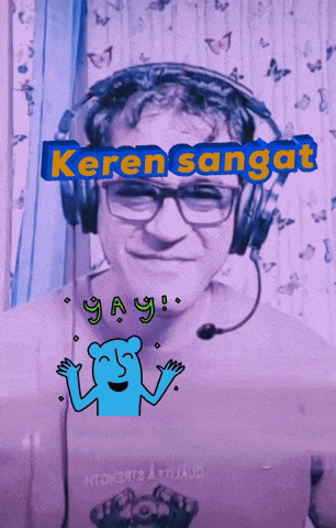 a man wearing headphones with the words keren sangat on top