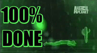 a green background with the words 100 % done written on it