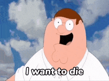 a cartoon character says i want to die