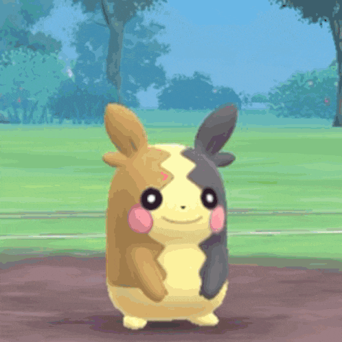 a cartoon pokemon is standing on the ground with its mouth open
