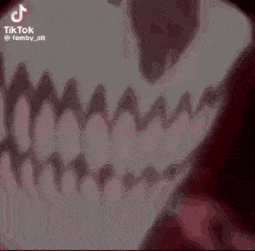 a close up of a skeleton 's teeth with a tik tok watermark