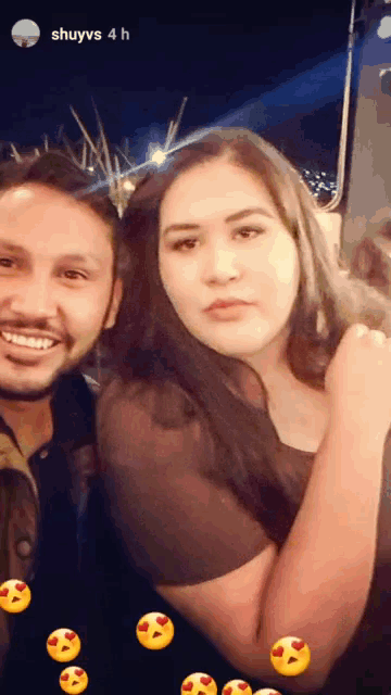 a man and a woman are posing for a picture and the caption says shuyvs
