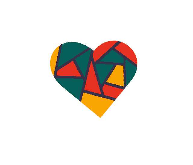 a colorful heart made of triangles and lines