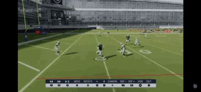 a football game is being played in a stadium with the letters o and o on the field