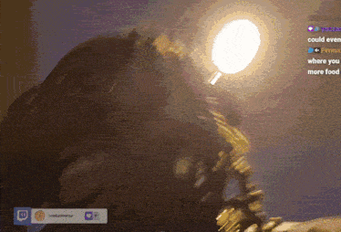 a screenshot of a twitch stream with the words where you more food visible