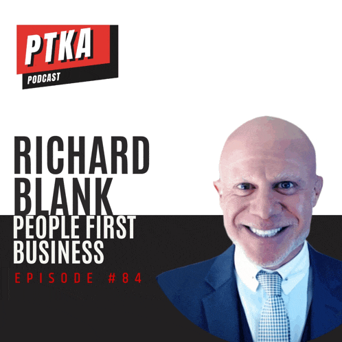 a man in a suit and tie is featured on the cover of a podcast called richard blank people first business