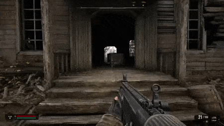 a person is holding a gun in a video game .