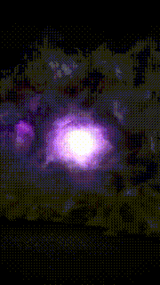 a purple light is surrounded by purple clouds