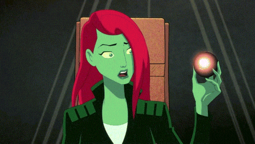 a cartoon character with red hair and green eyes