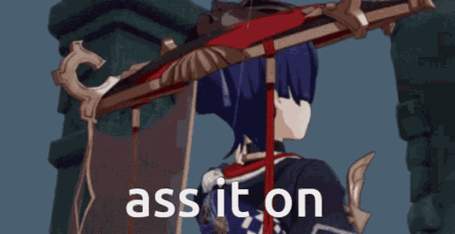 a cartoon character with the words ass it on on the bottom right