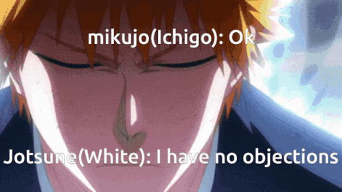 a close up of a person 's face with a caption that says mikujo ichigo ok