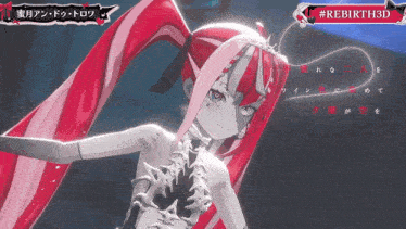 a video of a girl with red hair and a #rebirth3d banner behind her
