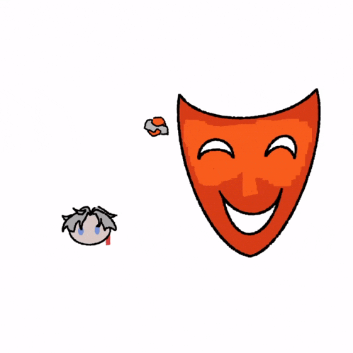 a drawing of a red mask with a smiley face