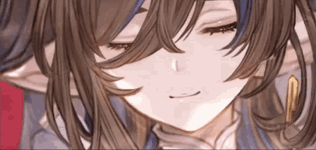 a close up of a girl 's face with her eyes closed