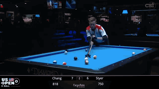 a pool table with the number 750 on the bottom left
