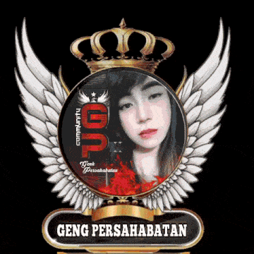 a picture of a woman with wings and a crown with the words geng persahabatan below it