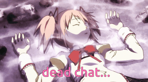 a cartoon girl is laying on the ground with the words dead chat above her