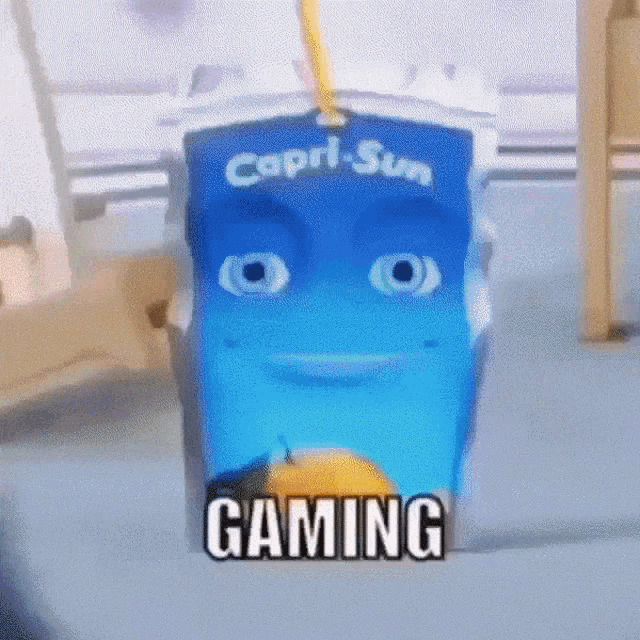 a box of capri sun juice has a face on it
