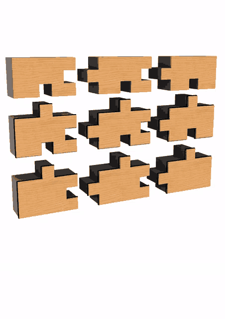a 3d rendering of a wall made of wooden pieces