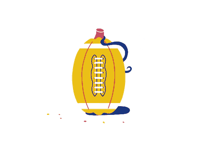 a red yellow and blue background with a few white lines