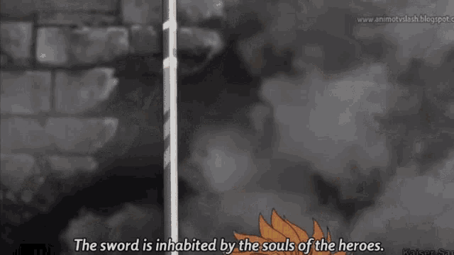 a sword is inhabited by the souls of the heroes in a cartoon