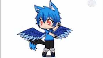 a cartoon of a boy with wings and a tail .
