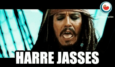 a picture of a man with his tongue out and the words harre jasses on the bottom