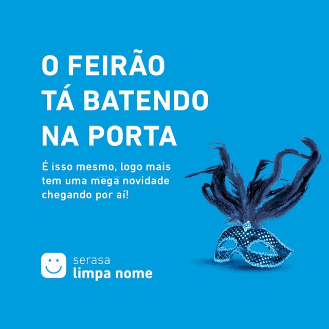 a blue sign that says feirao serasa limpa nome toc