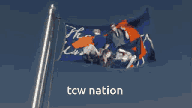 a tcw nation flag flies in the wind